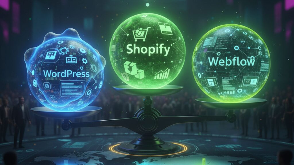 what is the most important platform in 2025 wordpress vs shopify vs webflow